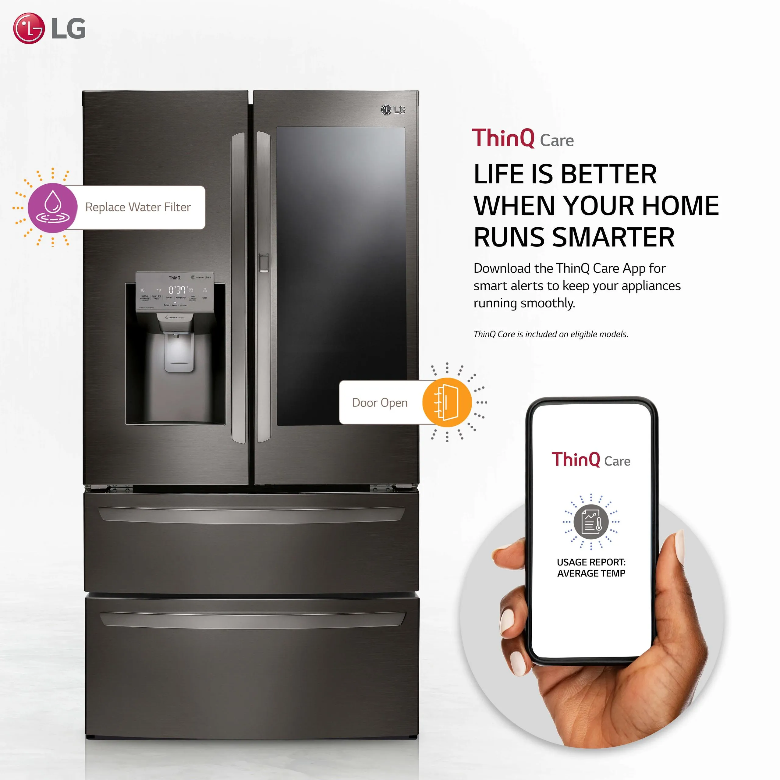 Lg 28 cu. ft. Smart wi-fi Enabled InstaView™ Door-in-Door® Refrigerator