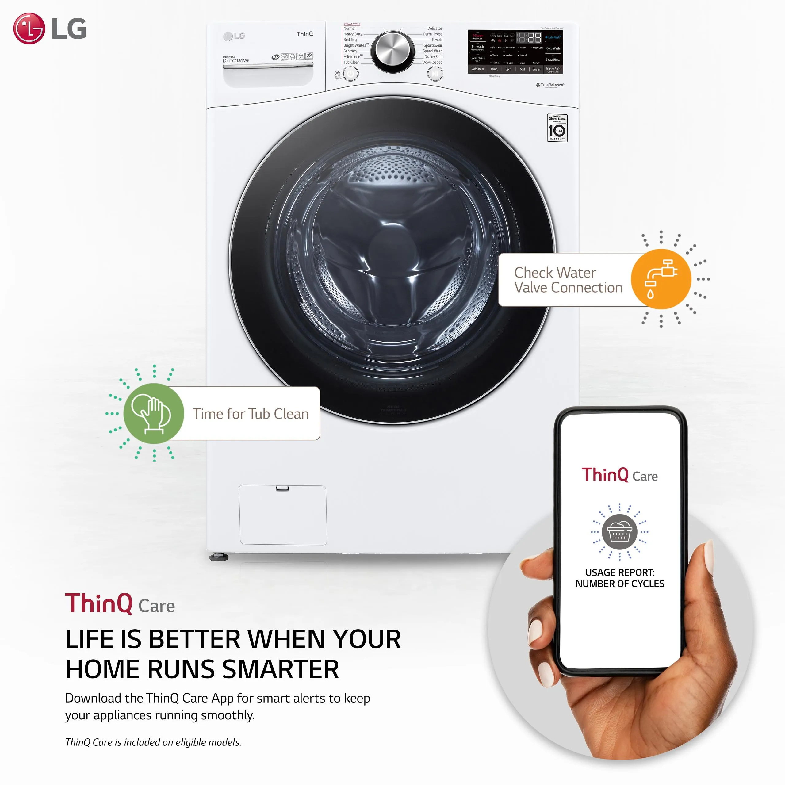 Lg WM4200HWA 5.0 cu. ft. Mega Capacity Smart wi-fi Enabled Front Load Washer with TurboWash™ 360(degree) and Built-In Intelligence