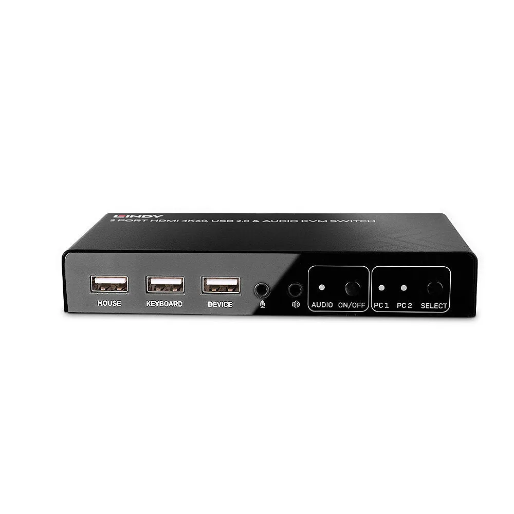 Lindy - Kvm / Audio / Usb Switch - Hdmi 4K60, Usb 2.0 - 2 Ports