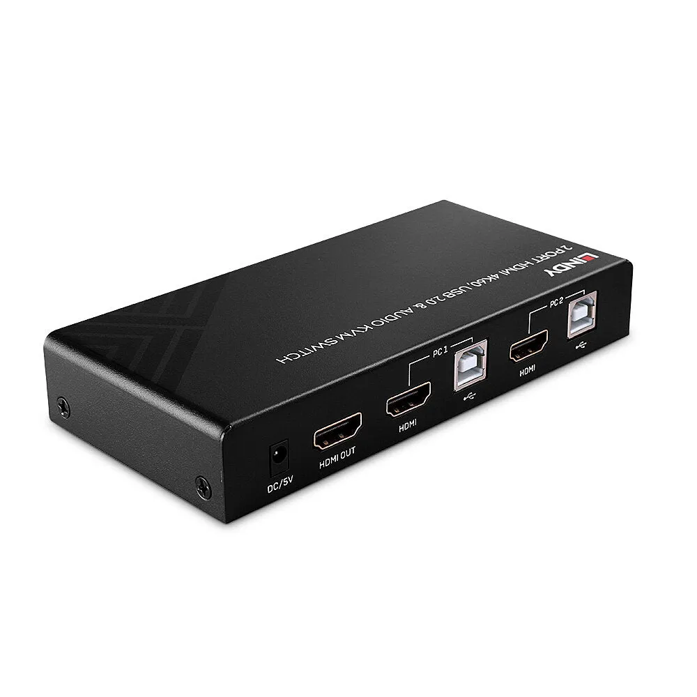 Lindy - Kvm / Audio / Usb Switch - Hdmi 4K60, Usb 2.0 - 2 Ports