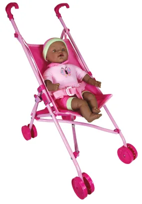 Lissi Doll Umbrella Stroller Set with 16 African American Baby Doll