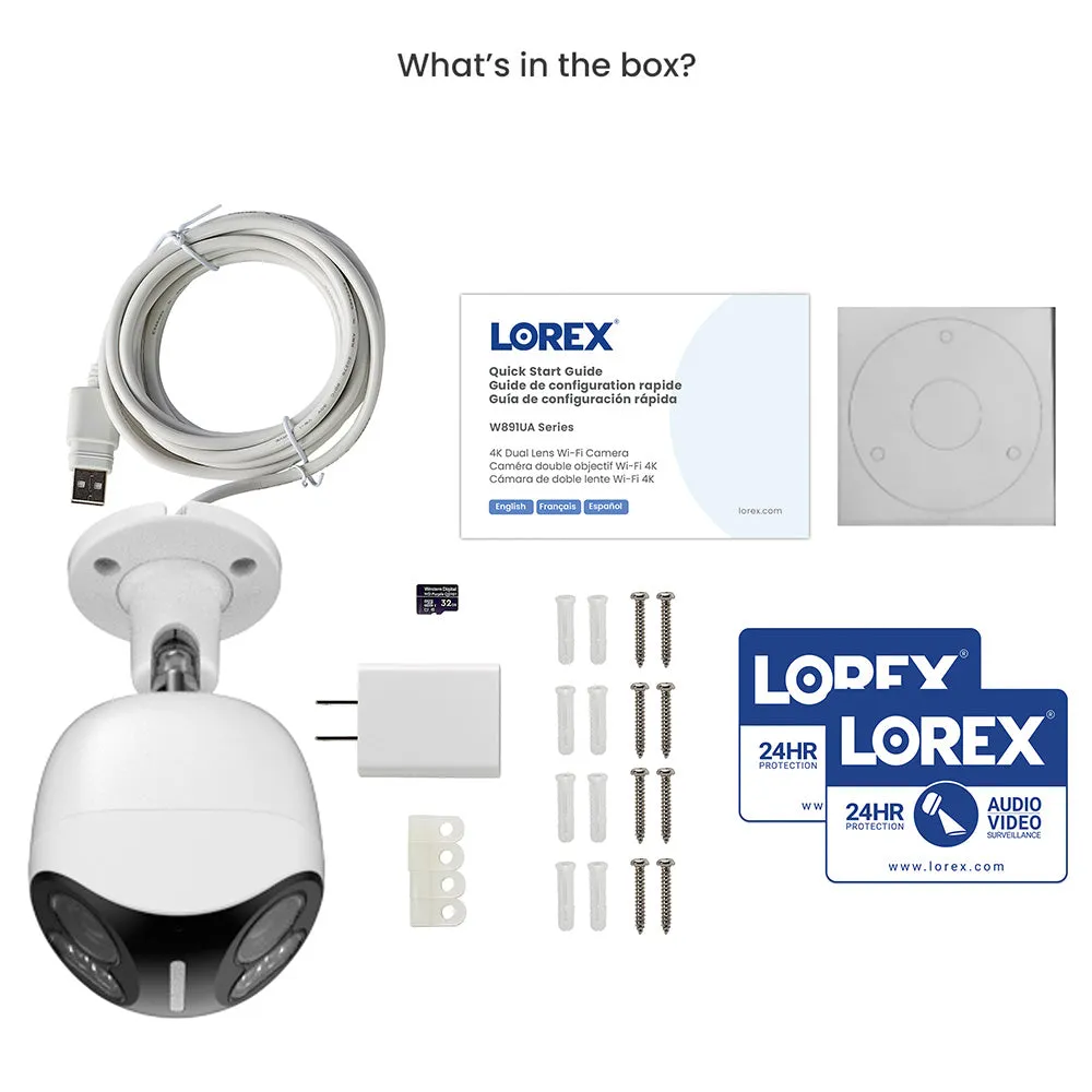 Lorex 4K Dual-Lens Wi-Fi Security Camera with Smart Security Lighting - Open Box