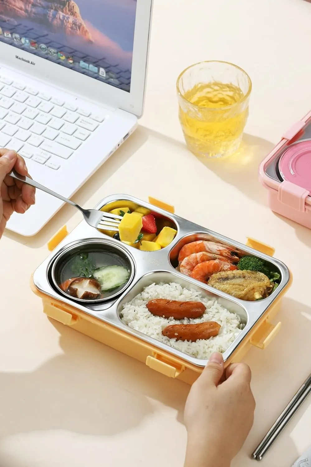 Lunch Box 4 Compartment BPA Free Stainless Steel