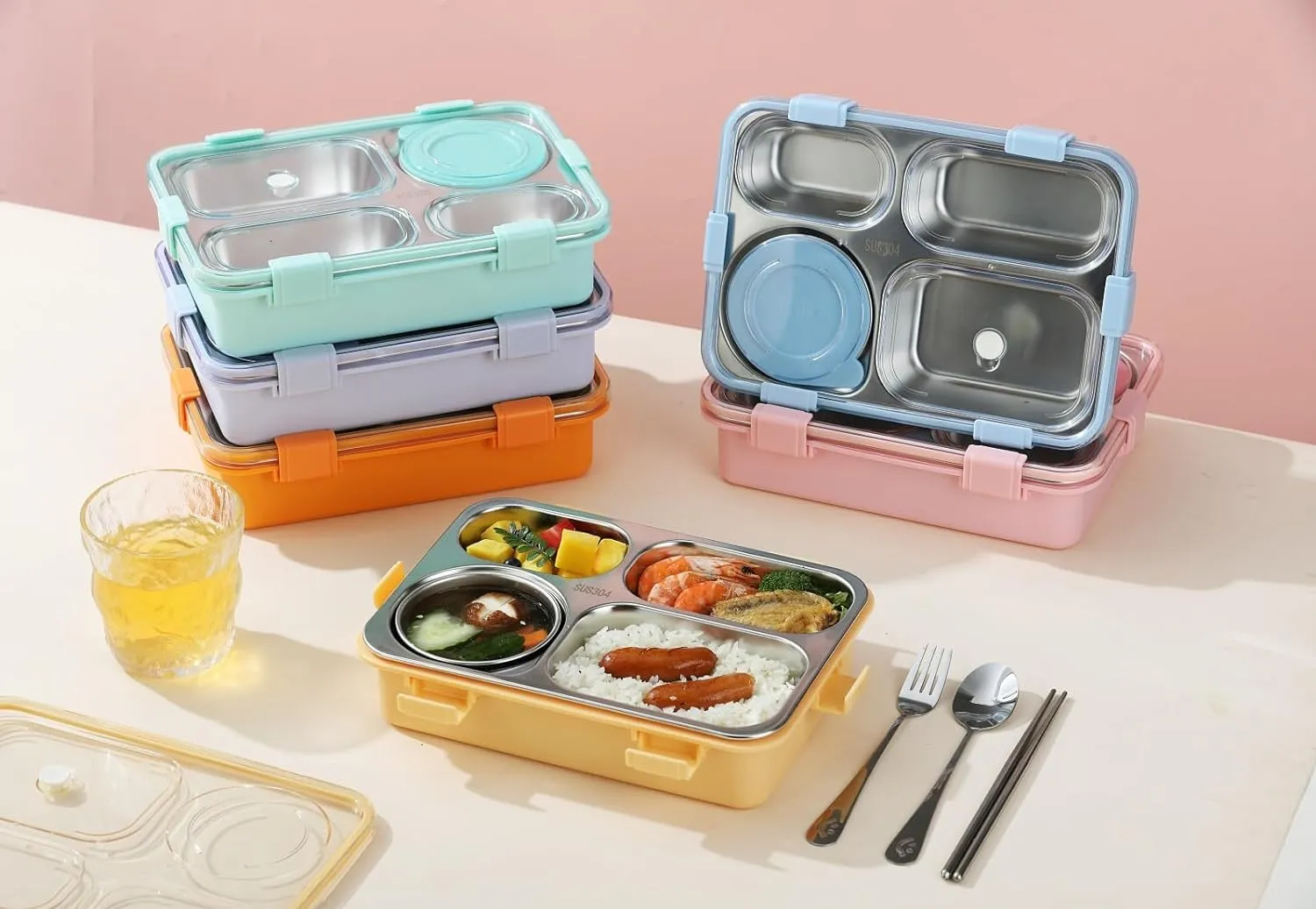 Lunch Box 4 Compartment BPA Free Stainless Steel