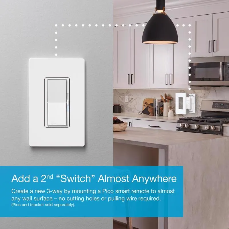 Lutron Caseta Diva White 150 W Toggle Smart-Enabled Dimmer Switch 1 pk