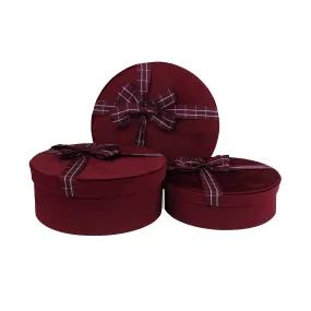 Luxury Burgundy Velvet Gift Box - Set of 3