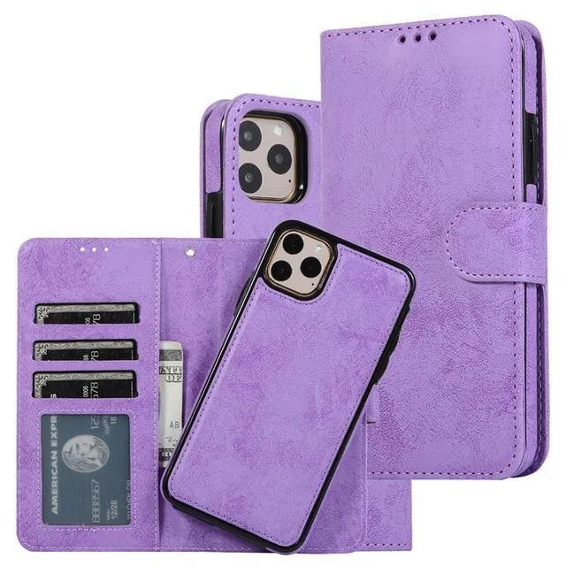 Luxury Leather Removable Case For iPhone Flip Wallet Card Phone Bags Cover