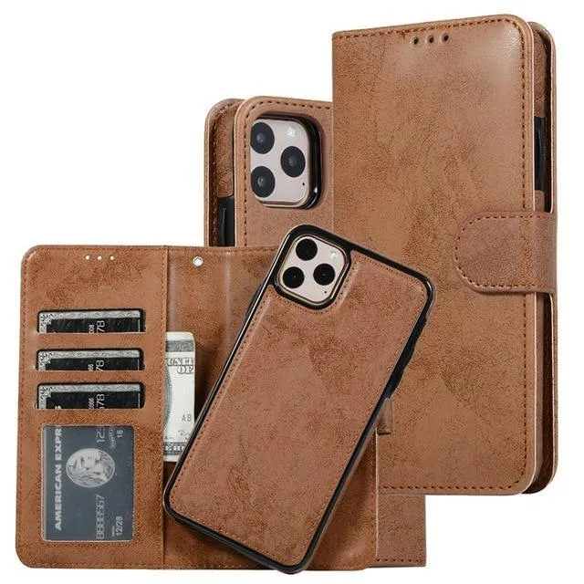 Luxury Leather Removable Case For iPhone Flip Wallet Card Phone Bags Cover