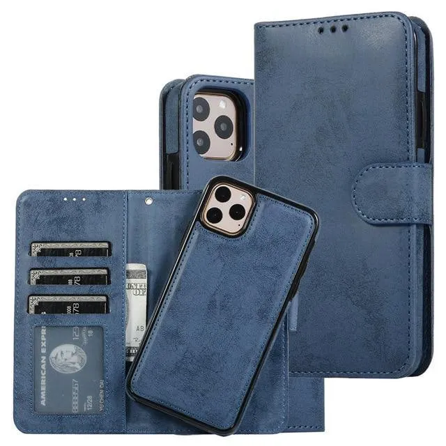 Luxury Leather Removable Case For iPhone Flip Wallet Card Phone Bags Cover