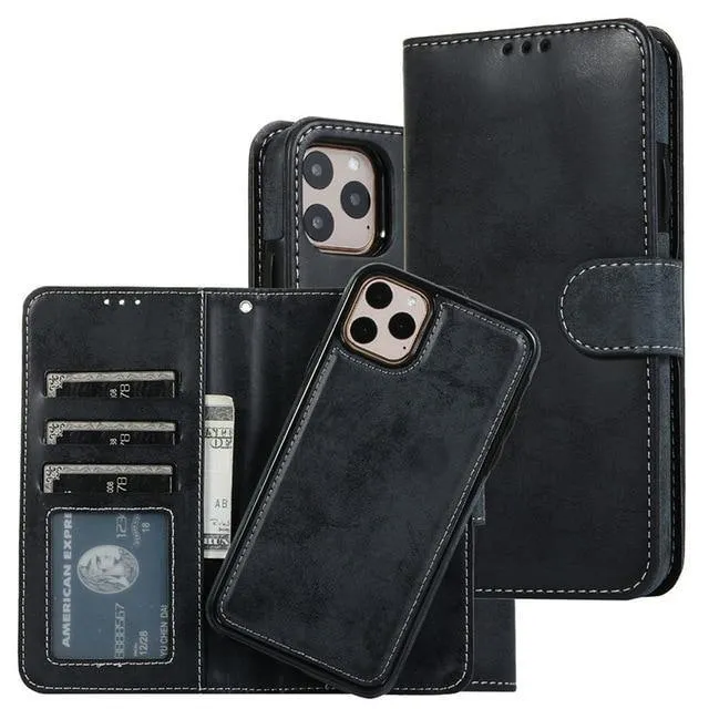 Luxury Leather Removable Case For iPhone Flip Wallet Card Phone Bags Cover