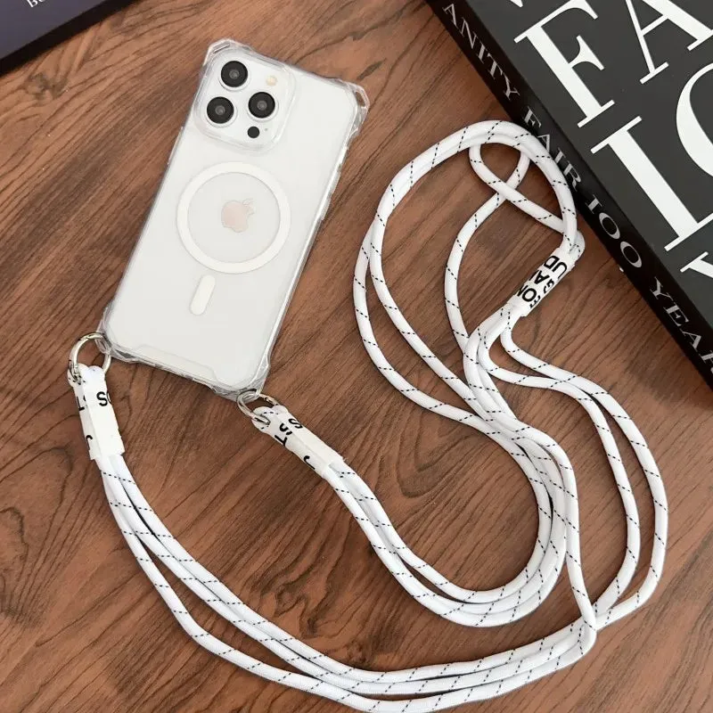 Magnetic Strap Case for iPhone 16/15/14/13/12 Pro Max - Magsafe Crossbody Clear Case