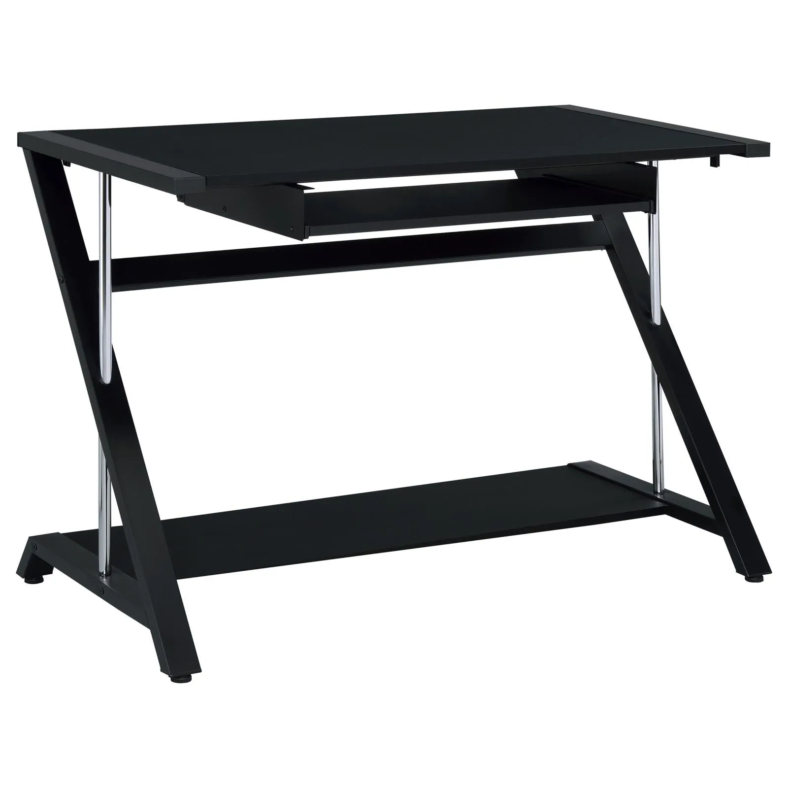 Mallet Computer Desk with Bottom Shelf Black