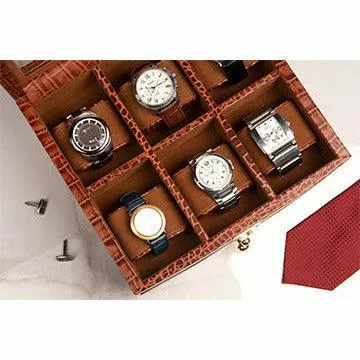 Men's Watch Box / Organizer | Genuine Leather Valet Box | 6 Watch Storage Box | Wrist Watch Case | Color: Tan