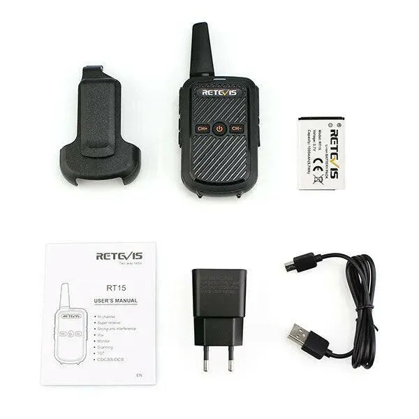 Mini Walkie Talkie Retevis 4 Pcs RT15 Two Way Radio Portable Radio Communicator Walkie-Talkies for Hotel Hunting