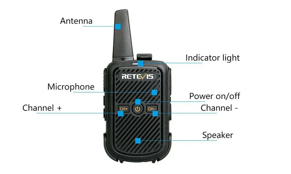 Mini Walkie Talkie Retevis 4 Pcs RT15 Two Way Radio Portable Radio Communicator Walkie-Talkies for Hotel Hunting