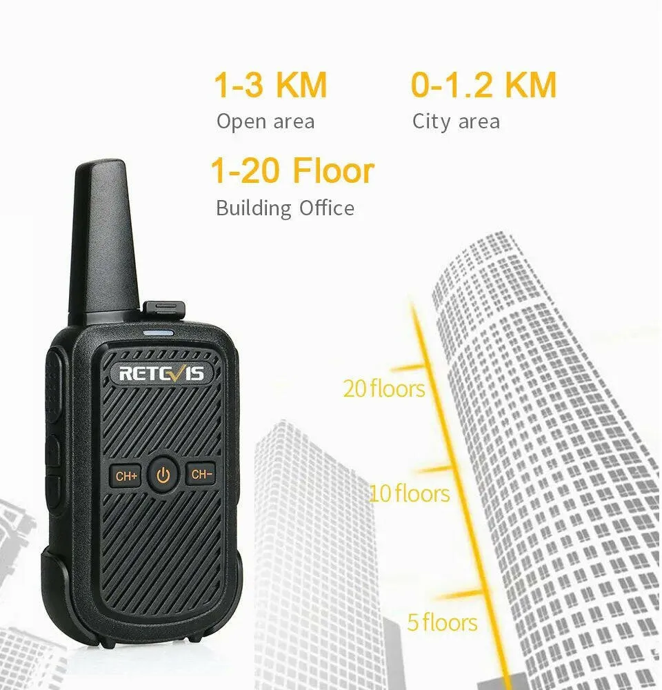 Mini Walkie Talkie Retevis 4 Pcs RT15 Two Way Radio Portable Radio Communicator Walkie-Talkies for Hotel Hunting