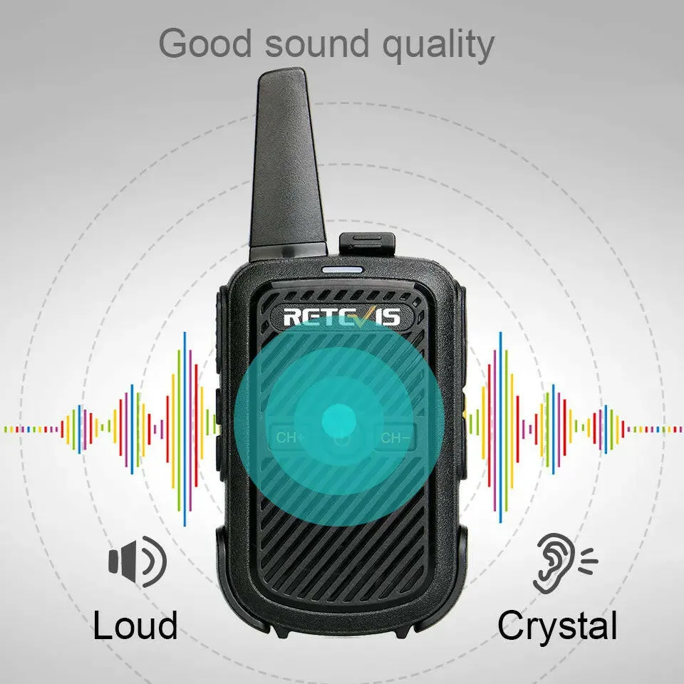 Mini Walkie Talkie Retevis 4 Pcs RT15 Two Way Radio Portable Radio Communicator Walkie-Talkies for Hotel Hunting