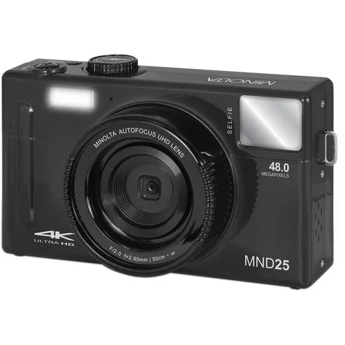 MINOLTA MND25 48 MP Autofocus / 4K Ultra HD Camera w/Selfie Mirror (Black)