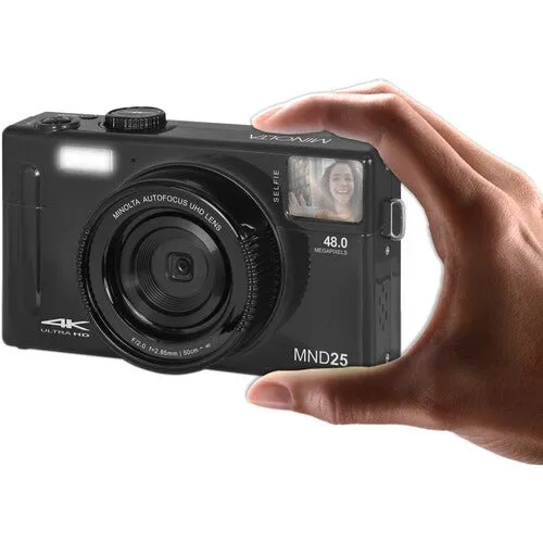 MINOLTA MND25 48 MP Autofocus / 4K Ultra HD Camera w/Selfie Mirror (Black)