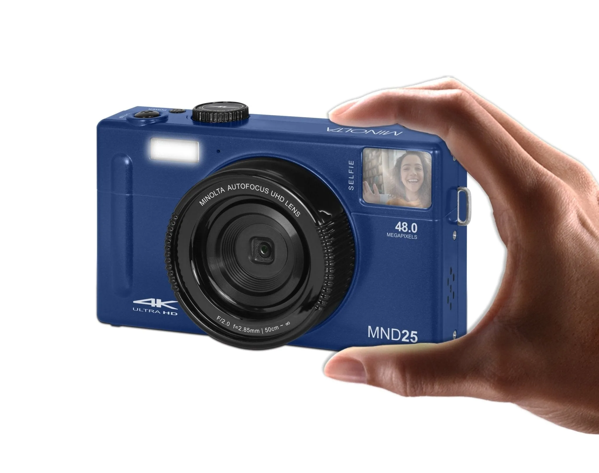 MINOLTA MND25 48 MP Autofocus / 4K Ultra HD Camera w/Selfie Mirror (Blue)