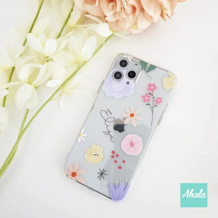 【Moji】Soft TPU transparent phone case 可愛小花名字透明電話軟殼