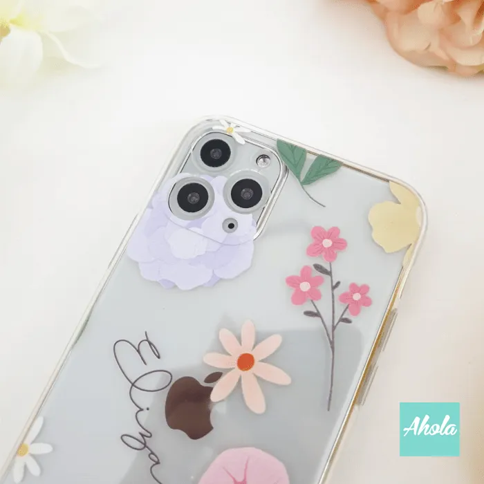 【Moji】Soft TPU transparent phone case 可愛小花名字透明電話軟殼