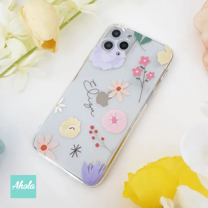 【Moji】Soft TPU transparent phone case 可愛小花名字透明電話軟殼