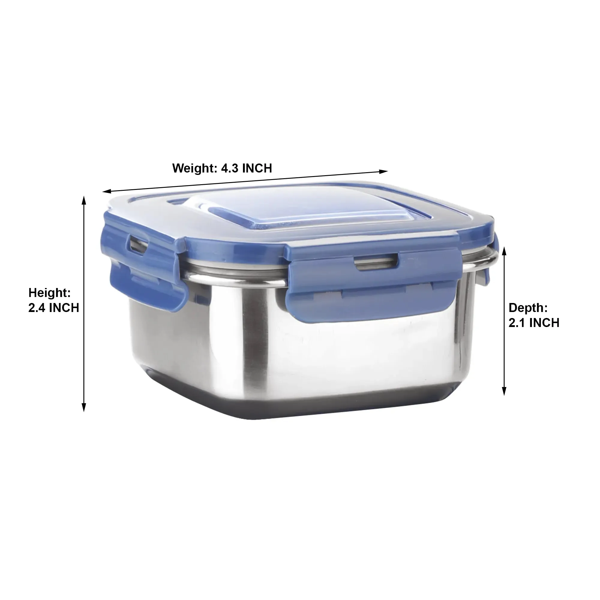 Nayasa Stainless Steel Eco Crunch 3 Containers Lunch Box With Fabric Bag, Blue