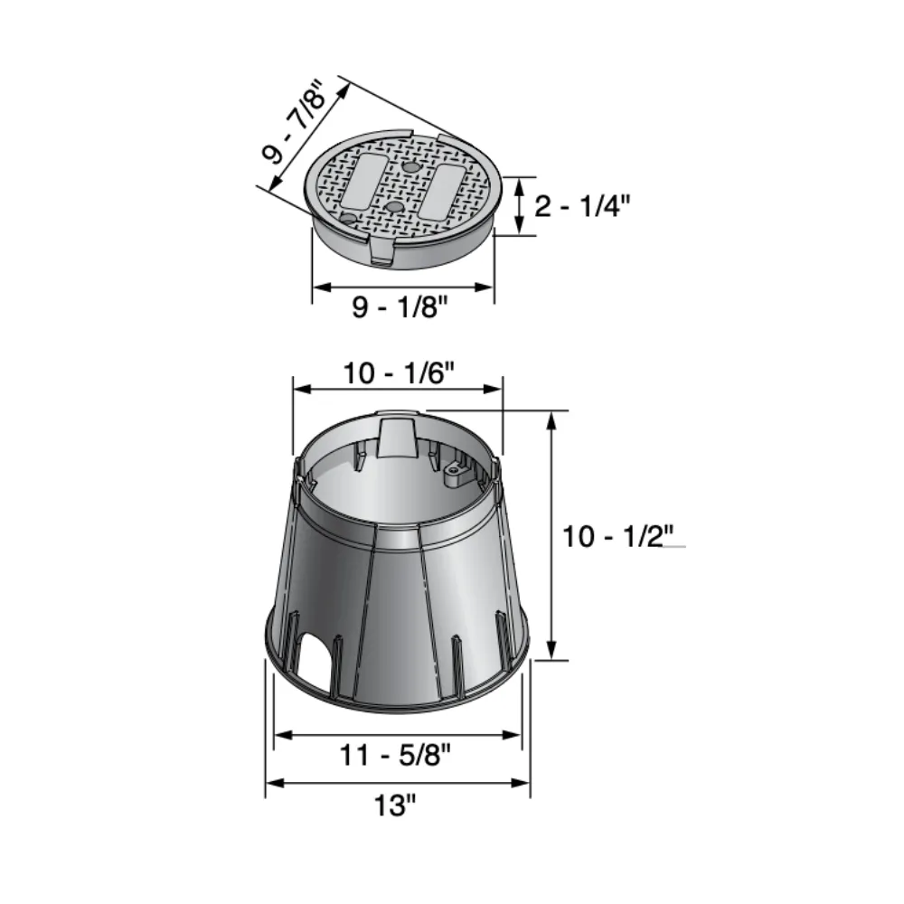 NDS - 112BC - Standard Valve Box Round 10 in. Green Box/Green Lid Overlapping ICV