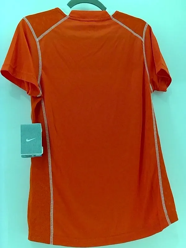 Nike Women's Dri-FIT Orange/White Active T-Shirt Small