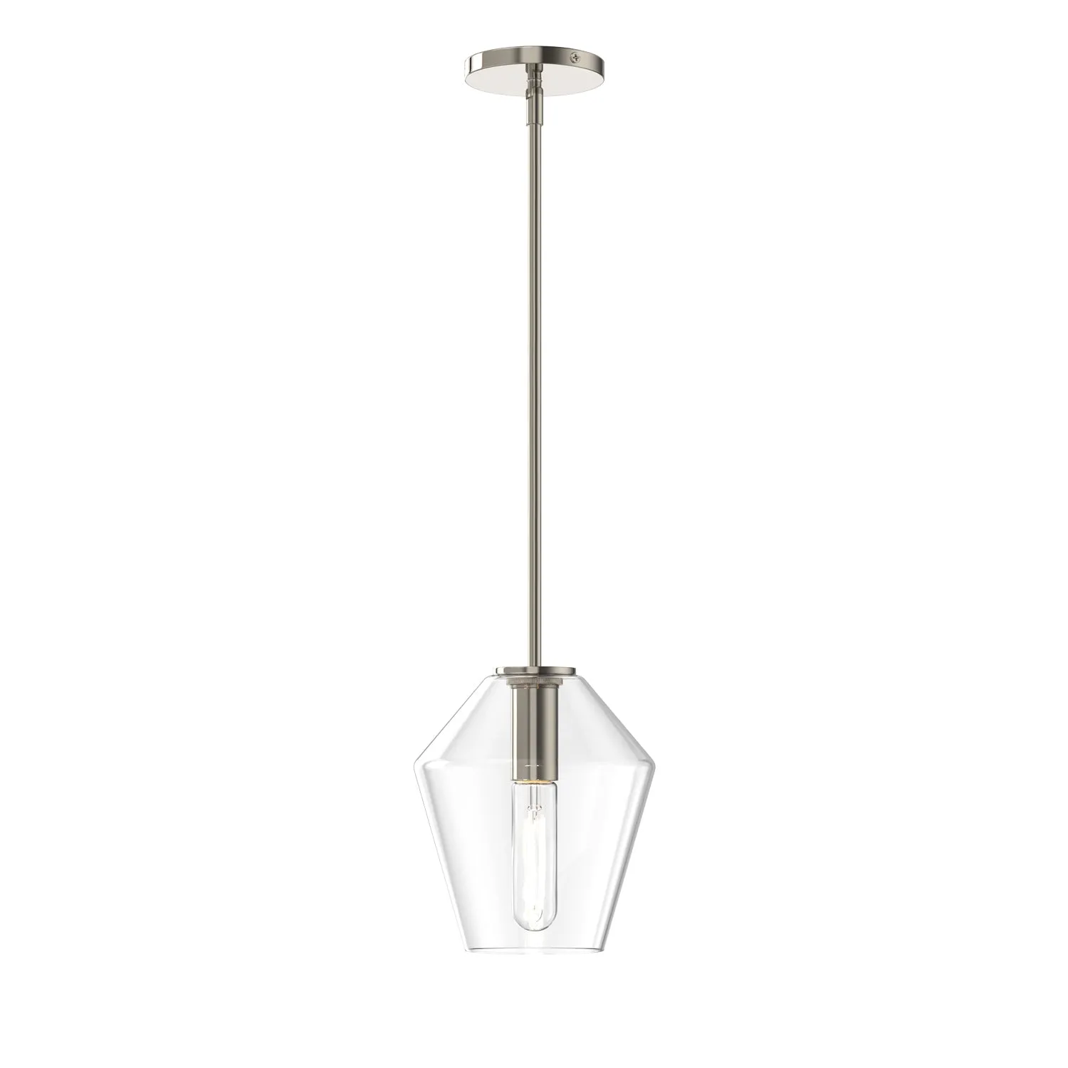 Open Box Eva 9" Clear Diamond Pendant, Polished Nickel