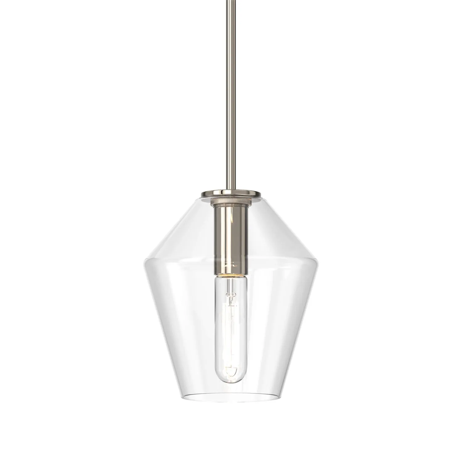 Open Box Eva 9" Clear Diamond Pendant, Polished Nickel