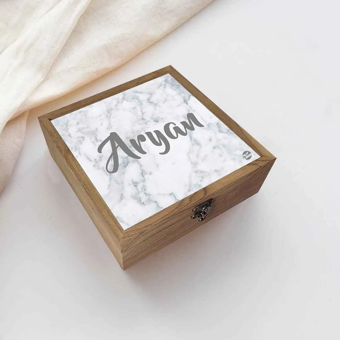 Personalised Jewelry Box Organizer Makeup - White Marble