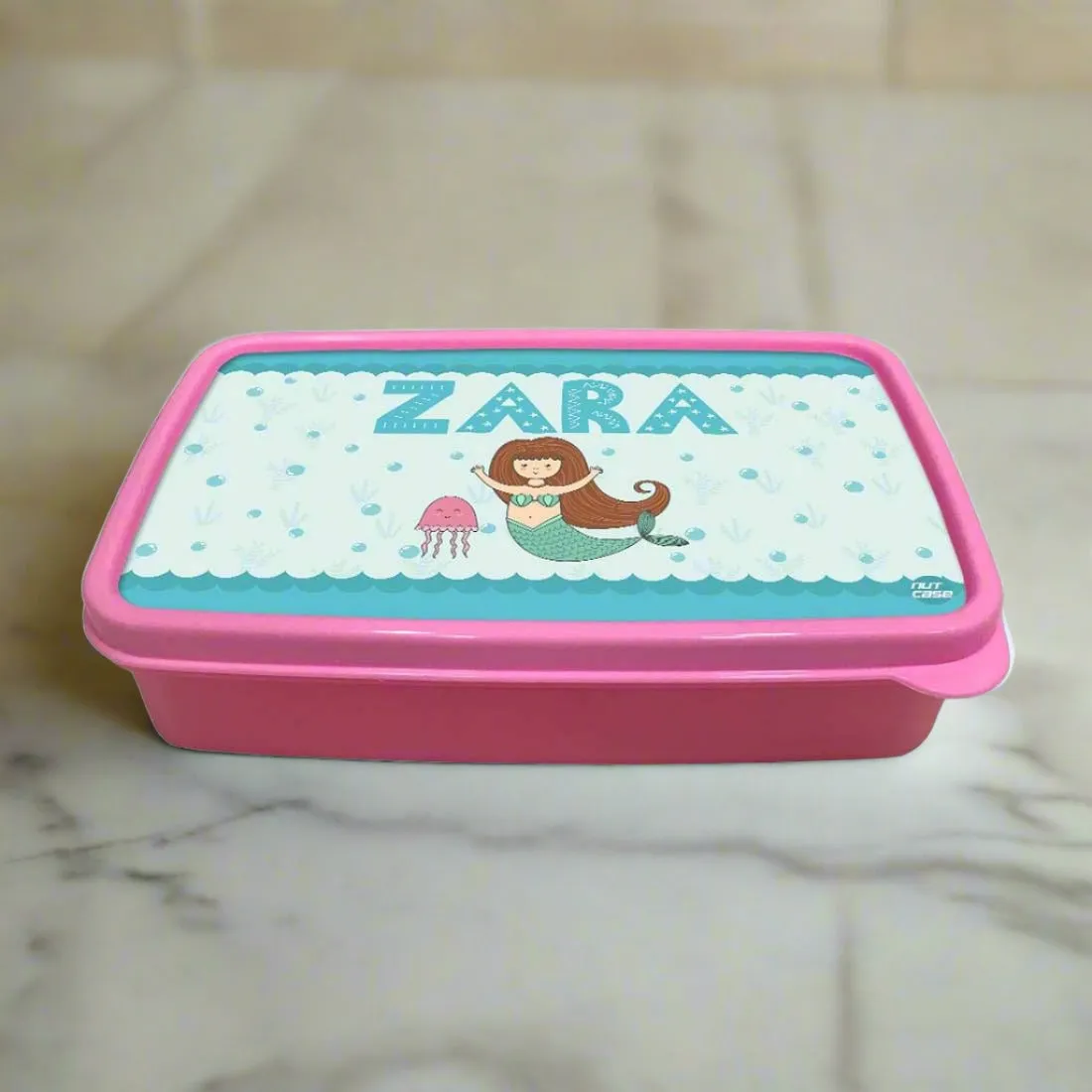 Personalized Snack Box for Kids Plastic Lunch Box for Girls -Mermaid & Jellyfish