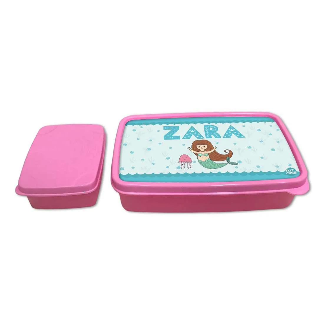 Personalized Snack Box for Kids Plastic Lunch Box for Girls -Mermaid & Jellyfish