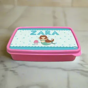 Personalized Snack Box for Kids Plastic Lunch Box for Girls -Mermaid & Jellyfish