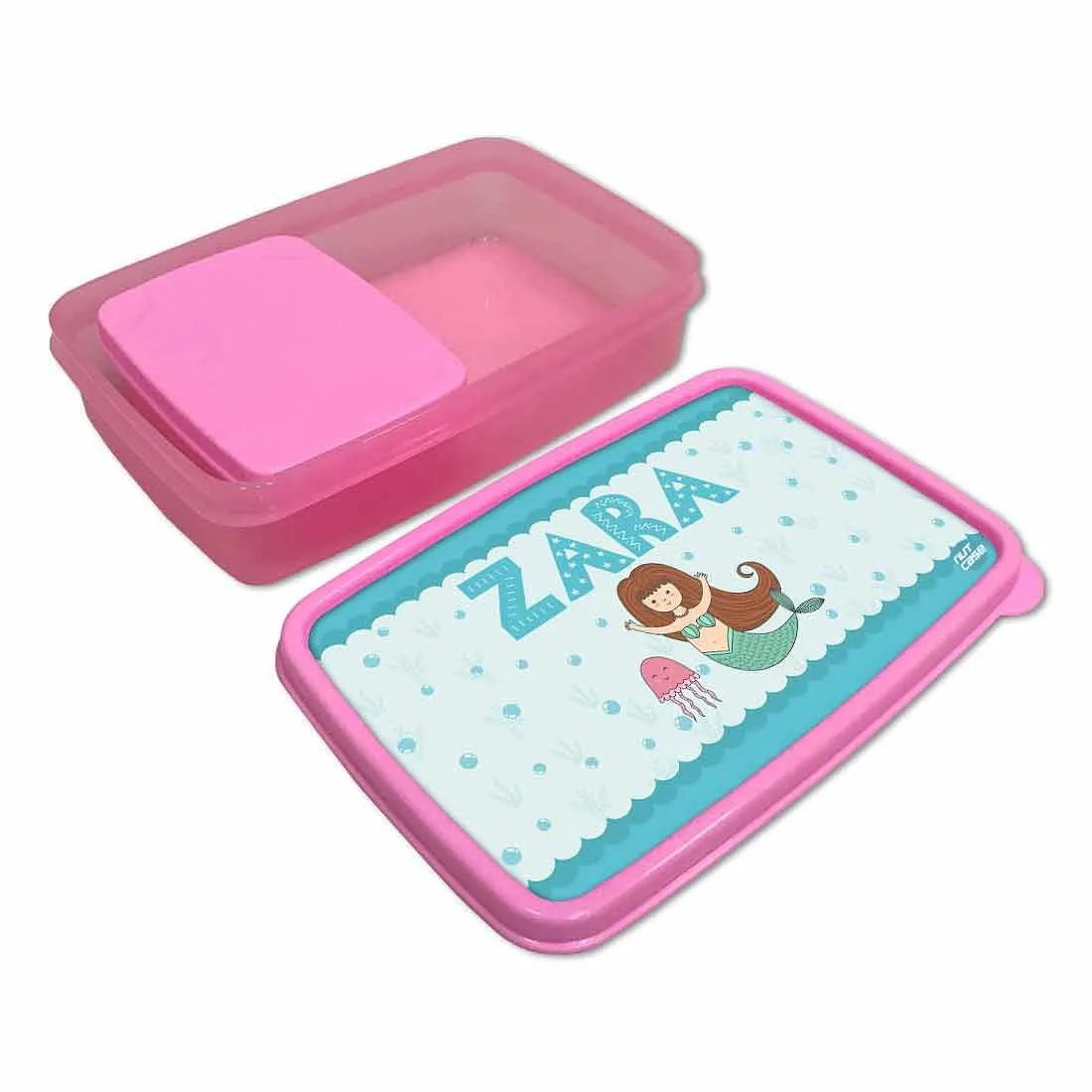 Personalized Snack Box for Kids Plastic Lunch Box for Girls -Mermaid & Jellyfish