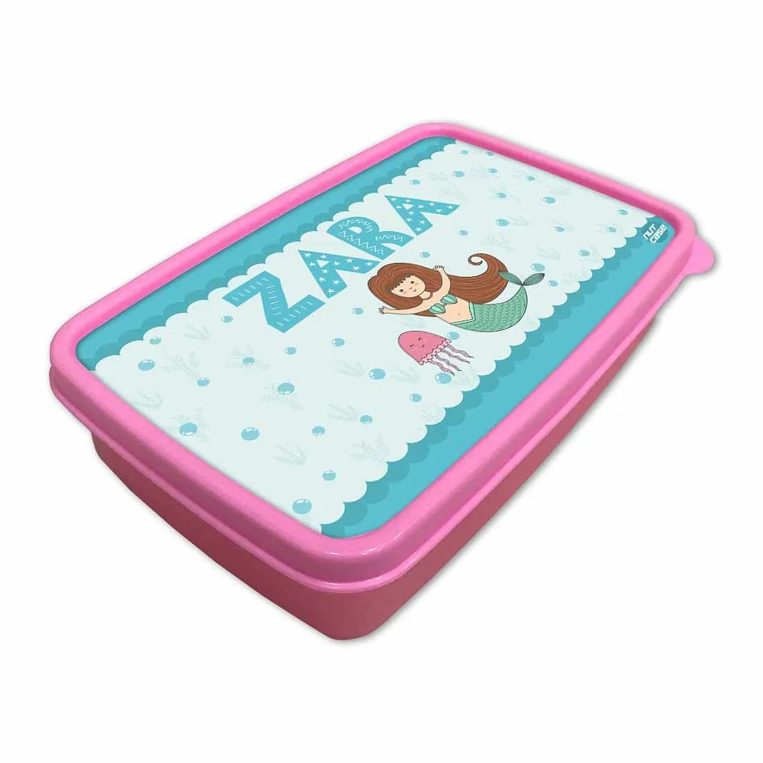 Personalized Snack Box for Kids Plastic Lunch Box for Girls -Mermaid & Jellyfish