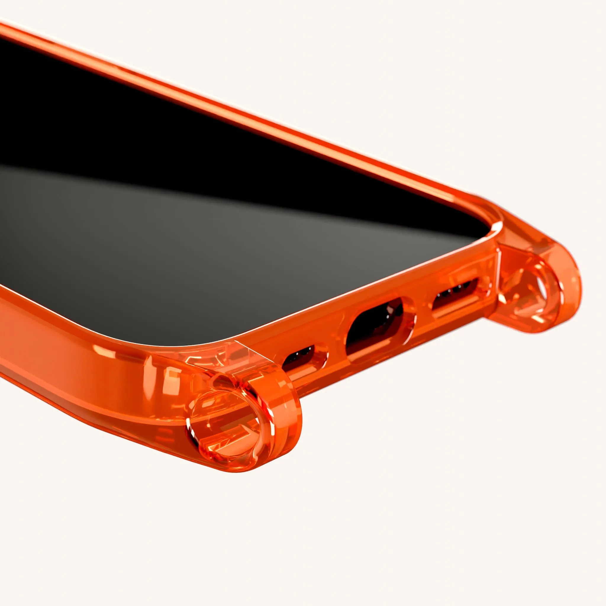 Phone Case with Eyelets in Neon Orange Clear