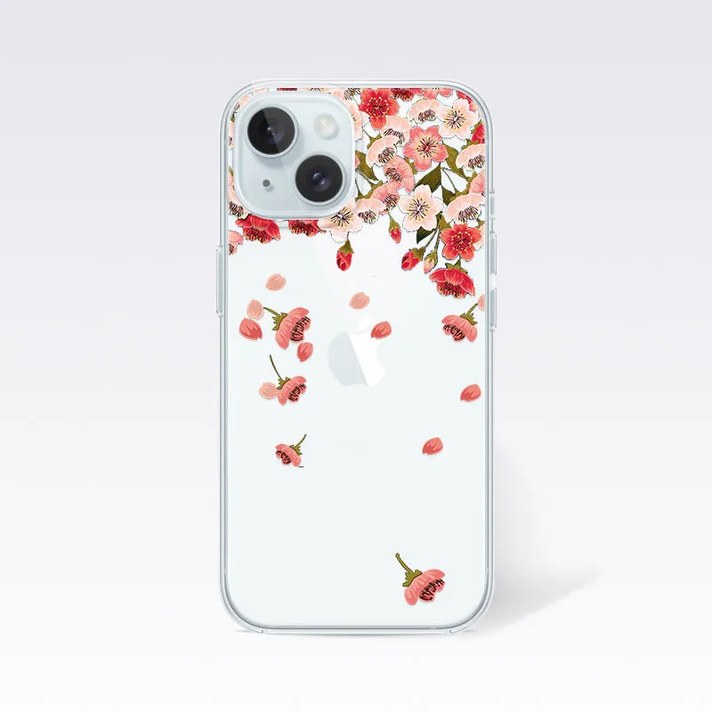 Pink and Red Floral Pattern Clear Silicon Cover