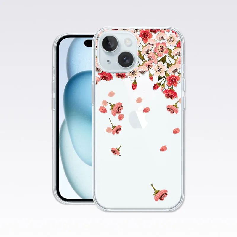 Pink and Red Floral Pattern Clear Silicon Cover