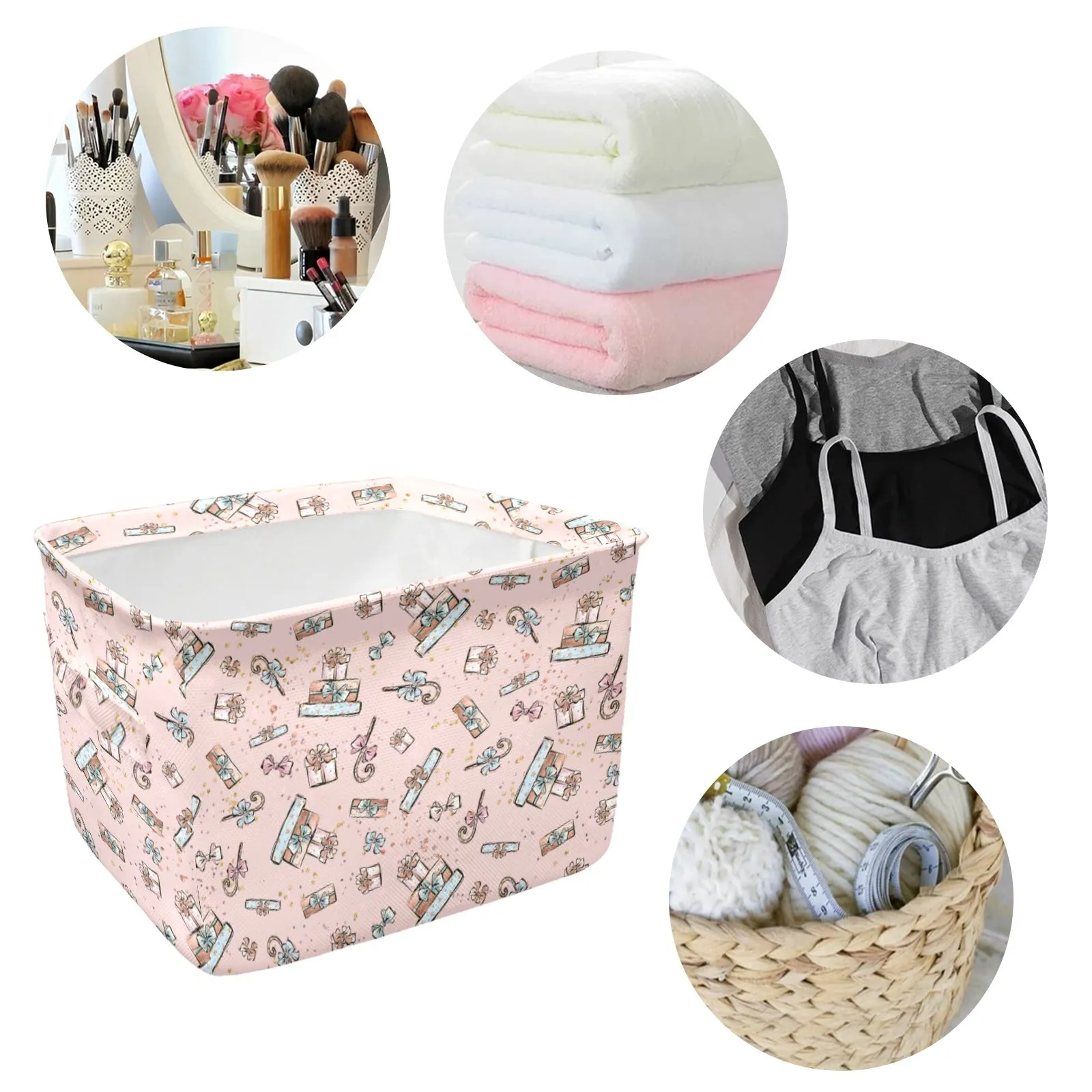 Pink Christmas Presents 50 Fabric Storage Basket