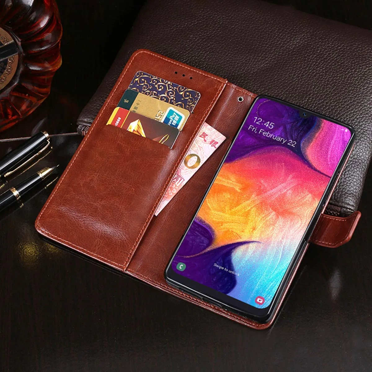 PU Leather Case for Samsung Galaxy A50 A30 A70 A10 A20 M10 M20 M30 2019 Flip Fashion A 50 Wallet Case Viewing Stand Card Slots