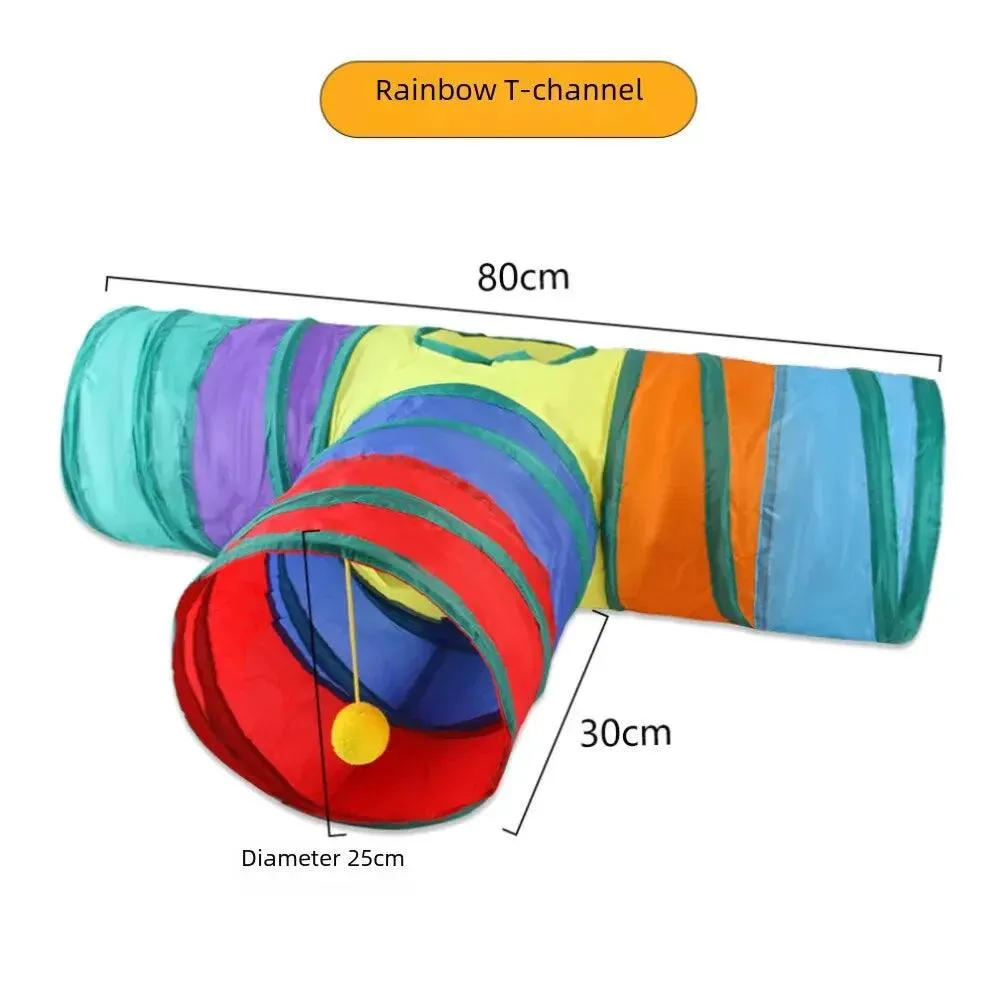 Rainbow Cat Tunnel Playground - Running Track for Cats