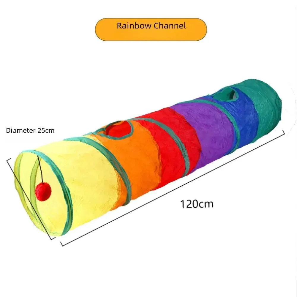 Rainbow Cat Tunnel Playground - Running Track for Cats