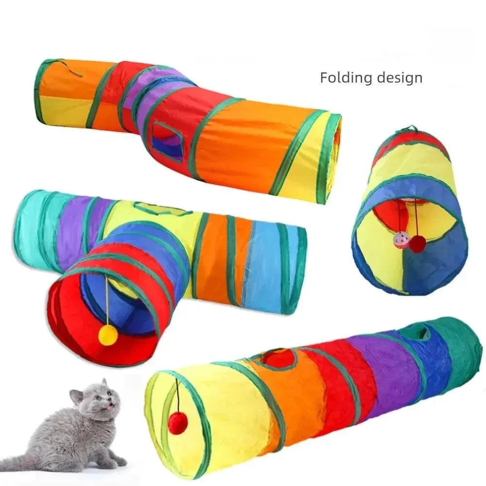 Rainbow Cat Tunnel Playground - Running Track for Cats