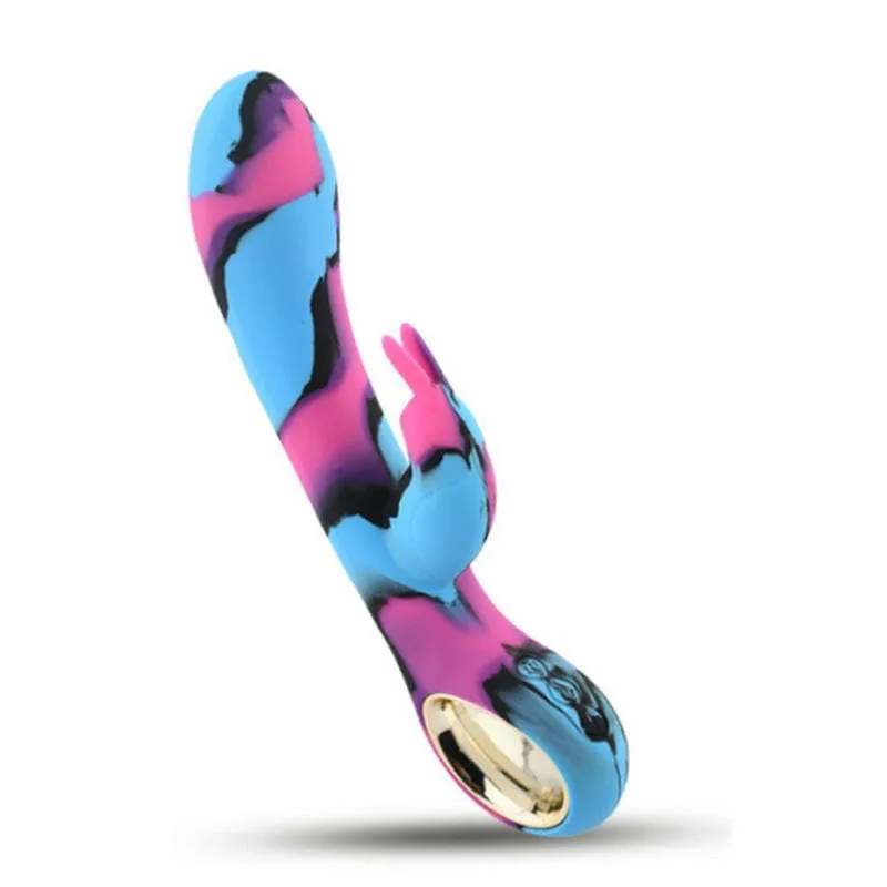 Rainbow Silicone Women's Vibrator in Colorful Swirled Patterns