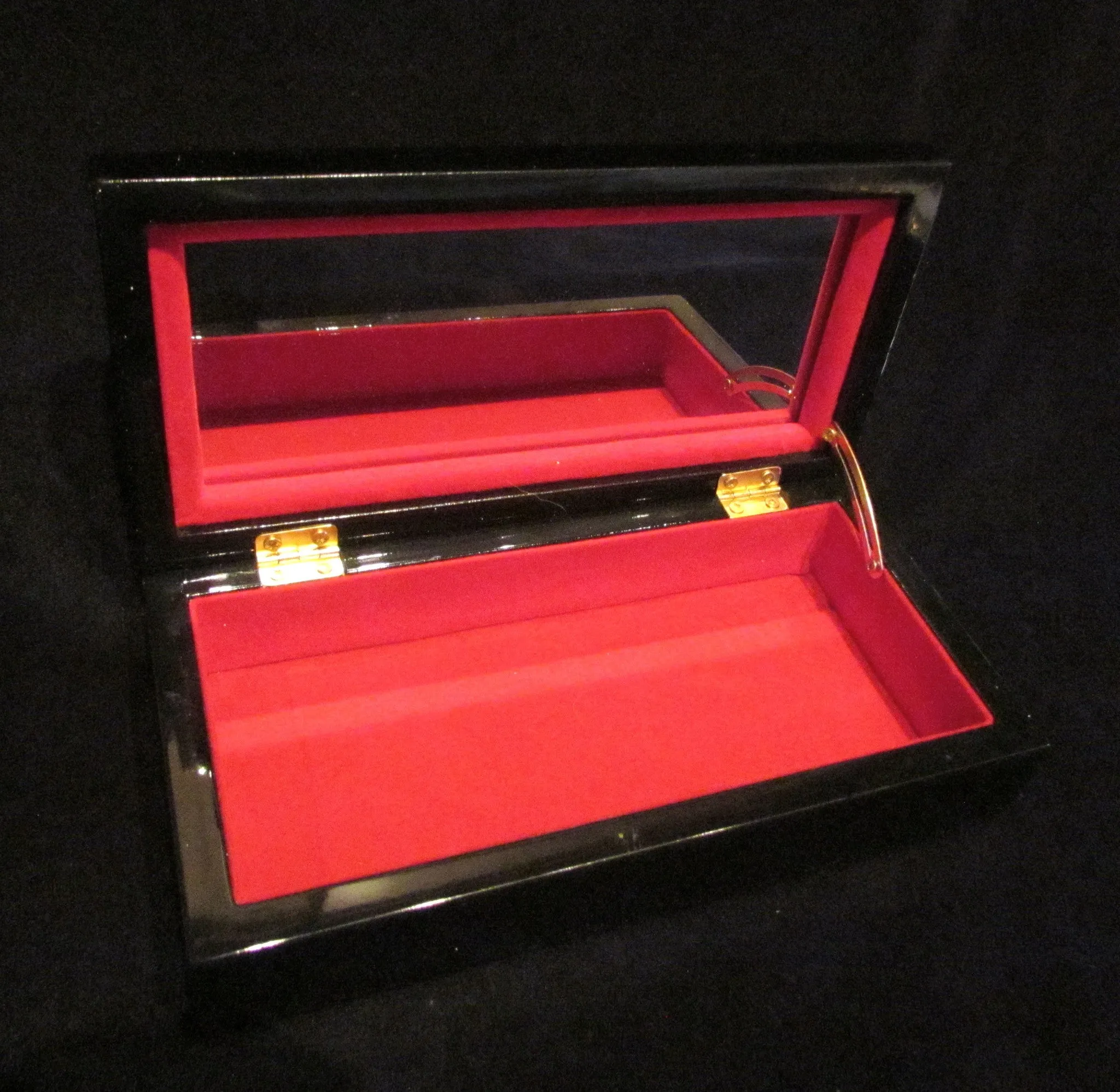 Red And Black Lacquer Jewelry Box Asian Enamel Mother Of Pearl Inlay Vanity Box Trinket Box