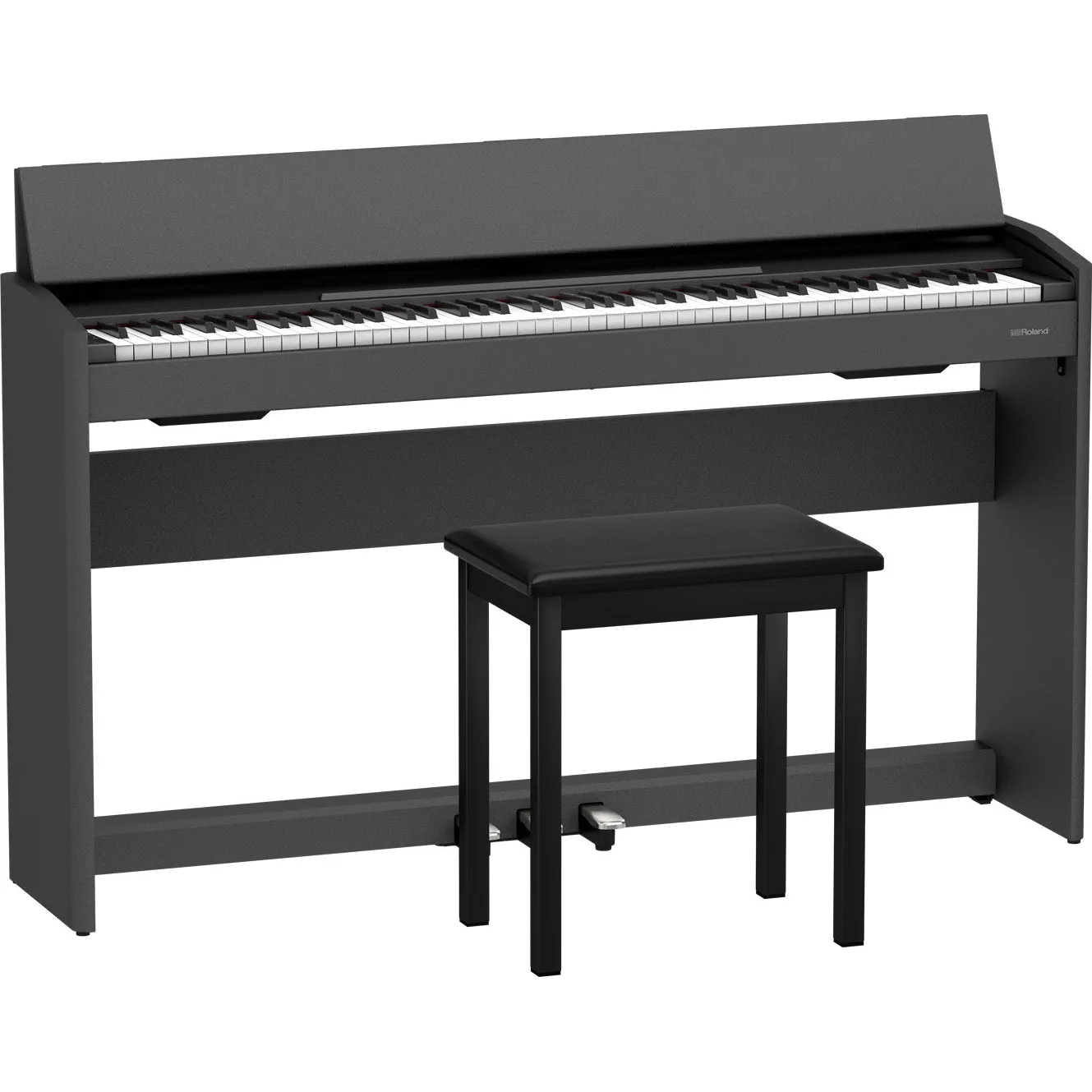 Roland F-107-BK 88-Key Slim Digital Piano w/ Stand, Bench, and 3-pedals, Black