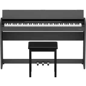 Roland F-107-BK 88-Key Slim Digital Piano w/ Stand, Bench, and 3-pedals, Black